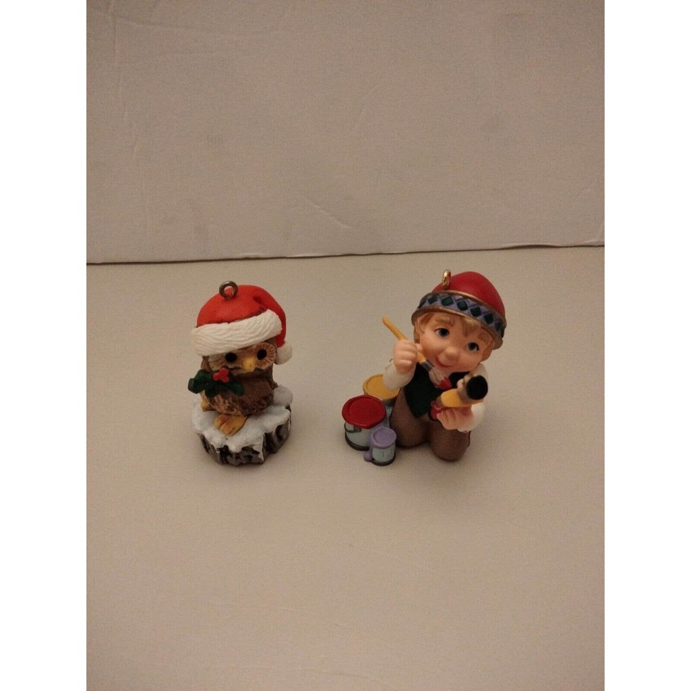 Hallmark Keepsake 1980/1999 Vintage Miniature Christmas Ornaments Owl / Toymaker